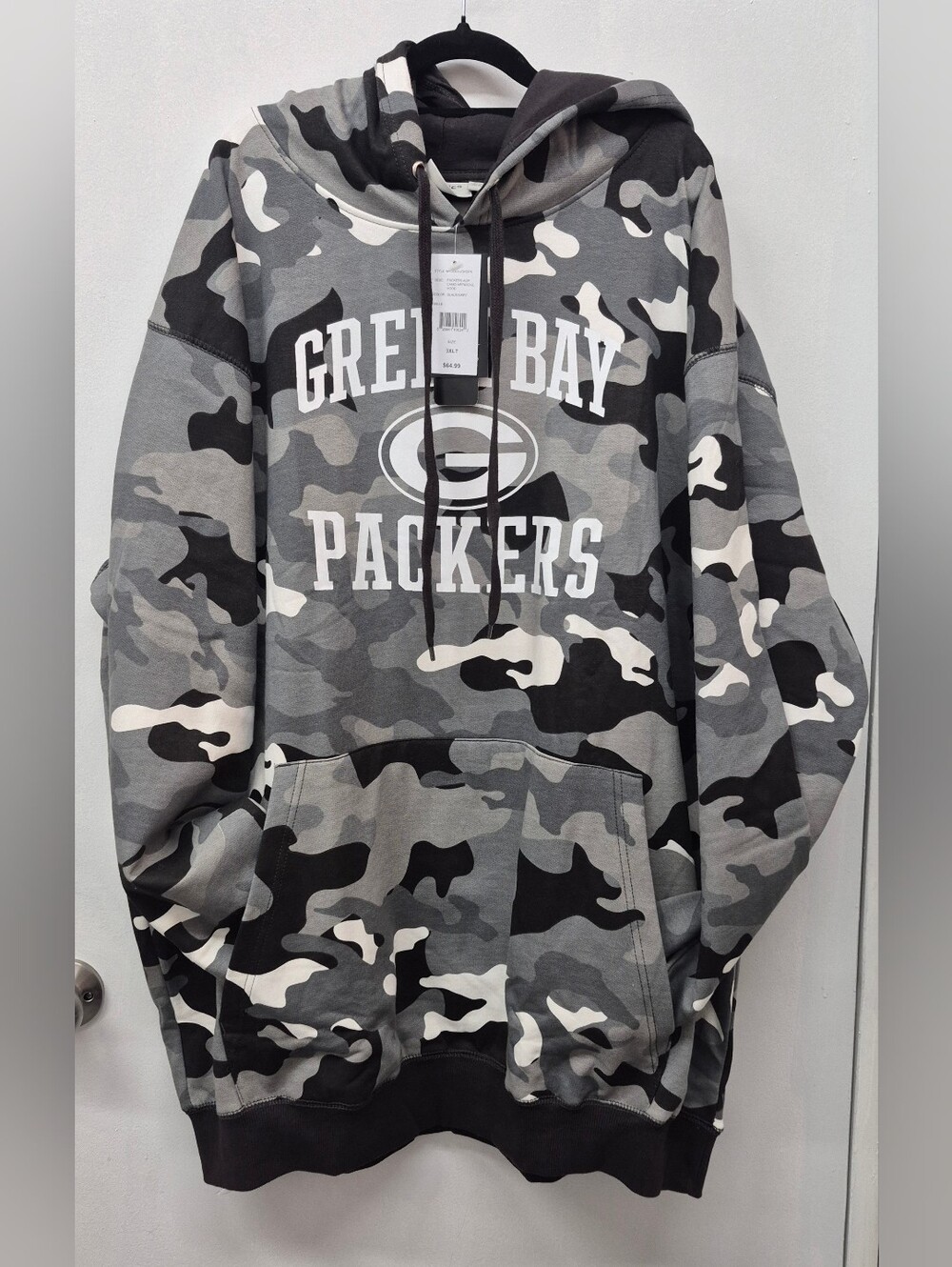 Fanatics NFL Green Bay Packers AOP Camo HRT&Soul Camo Hoodie Gray Black 3XLT NWT